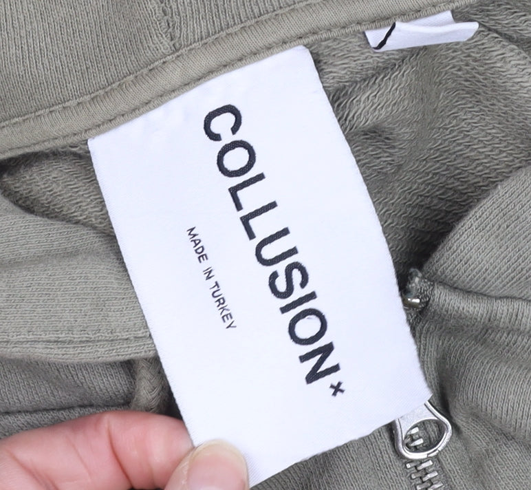 Mens UK Size M COLLUSION Green Full Zip Hoodie