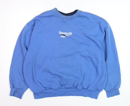 Mens UK Size L Reebok Blue Pullover Sweatshirt