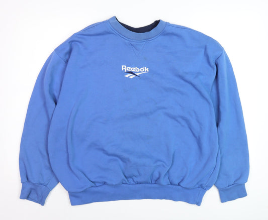 Mens UK Size L Reebok Blue Pullover Sweatshirt