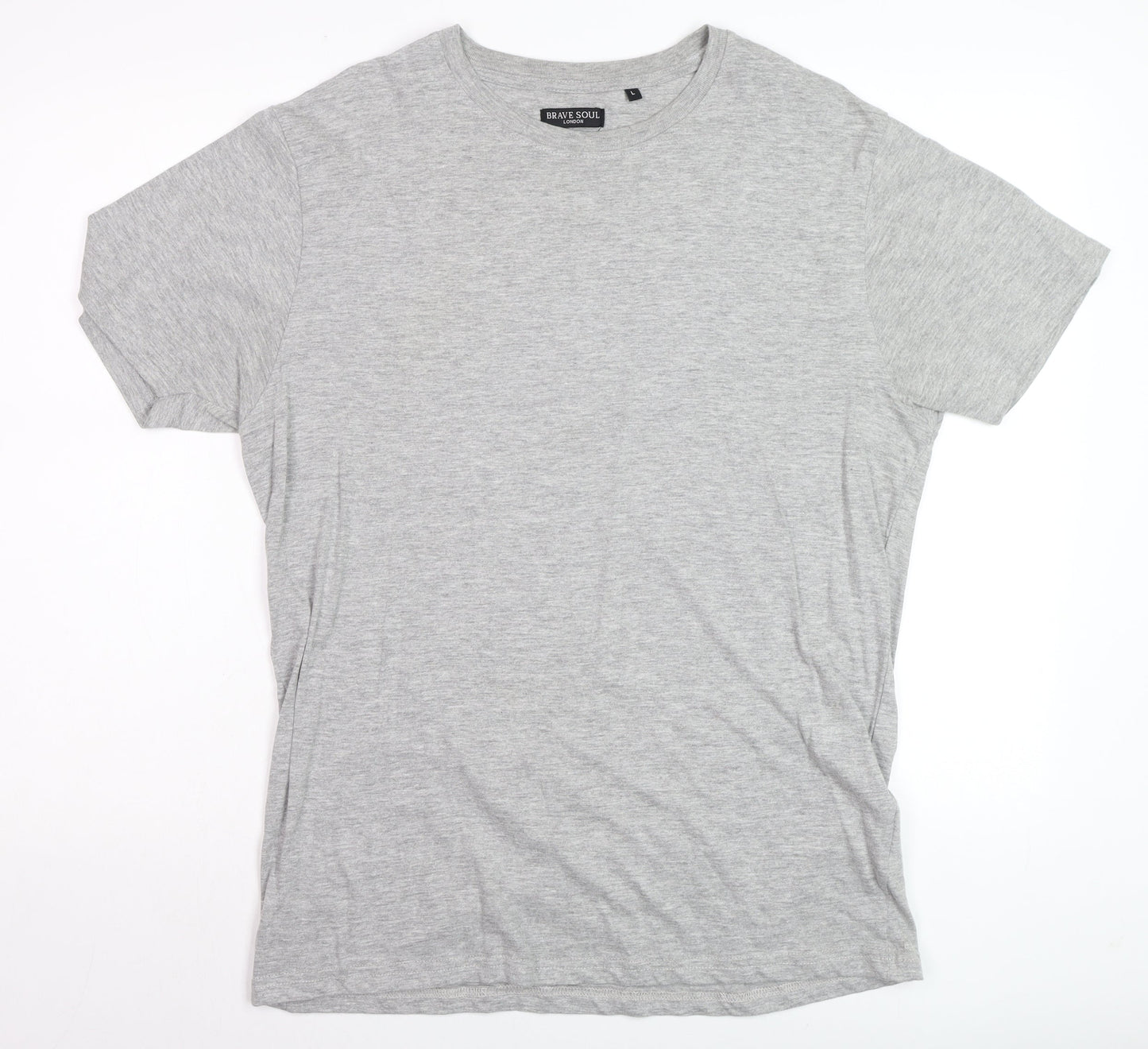 Brave Soul Men's Grey Short Sleeve Crew Neck Cotton Blend T-Shirt Size L