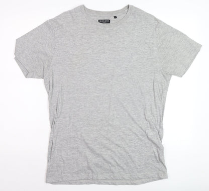 Brave Soul Men's Grey Short Sleeve Crew Neck Cotton Blend T-Shirt Size L