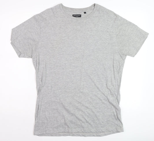 Brave Soul Men's Grey Short Sleeve Crew Neck Cotton Blend T-Shirt Size L