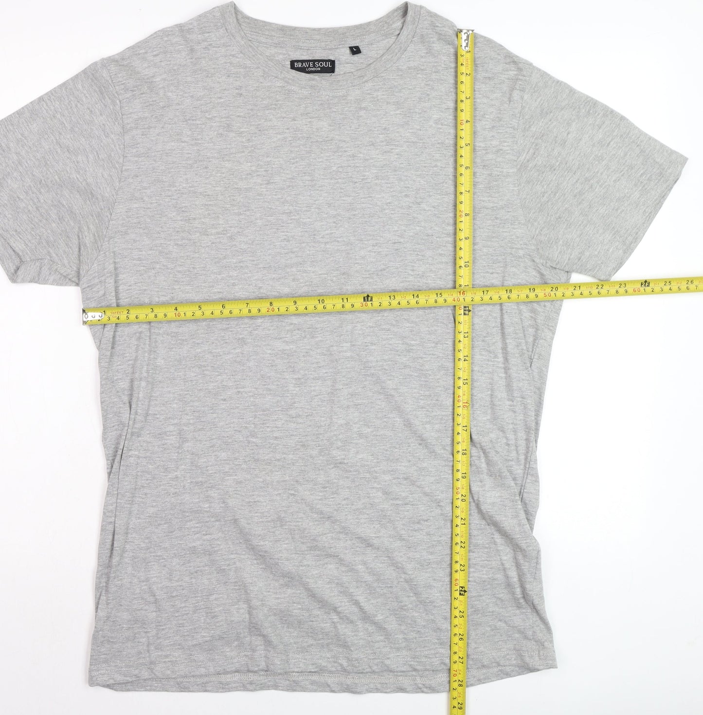 Brave Soul Men's Grey Short Sleeve Crew Neck Cotton Blend T-Shirt Size L