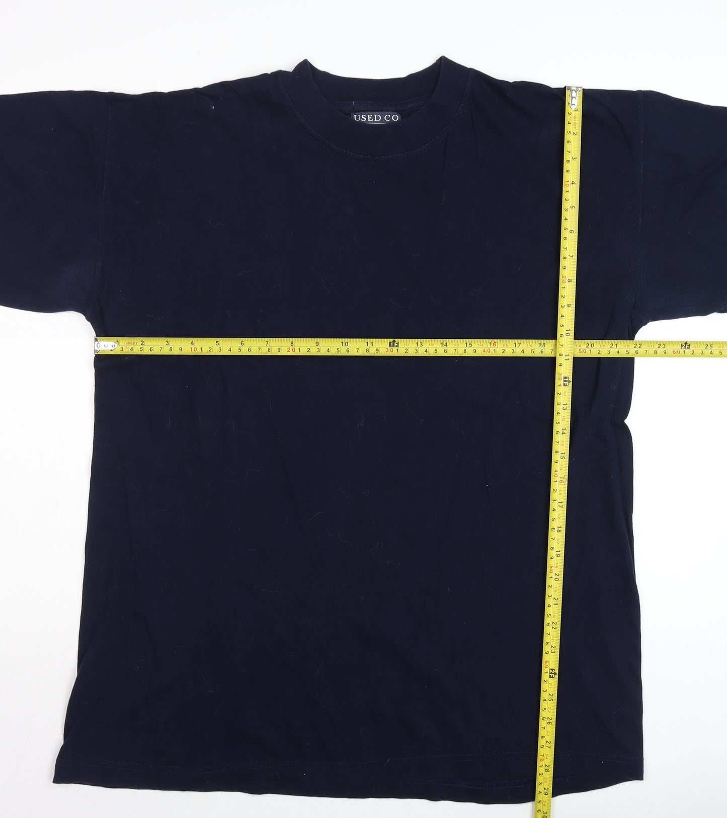 USED CO Heavies Men's Navy Crew Neck Cotton T-Shirt L