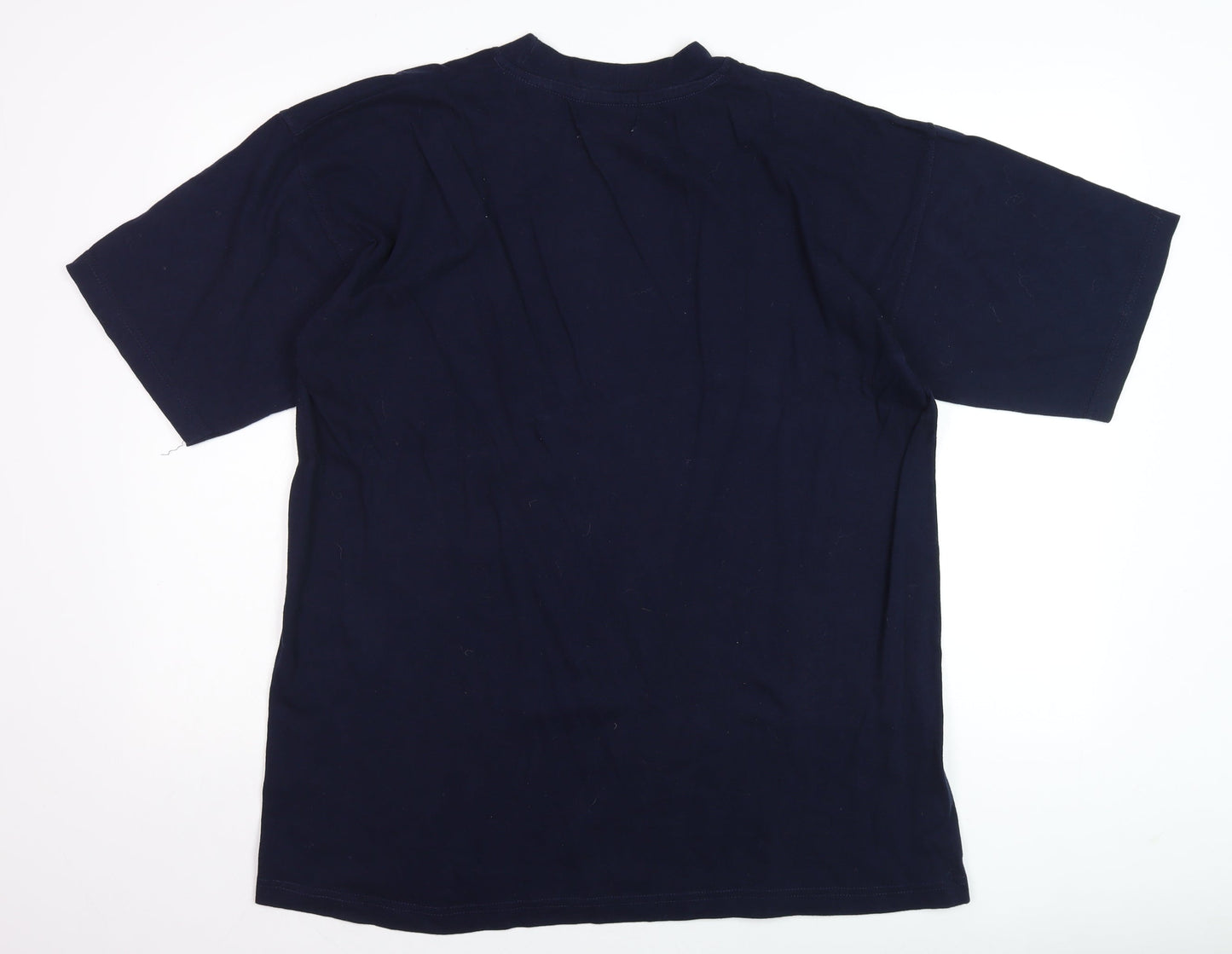USED CO Heavies Men's Navy Crew Neck Cotton T-Shirt L