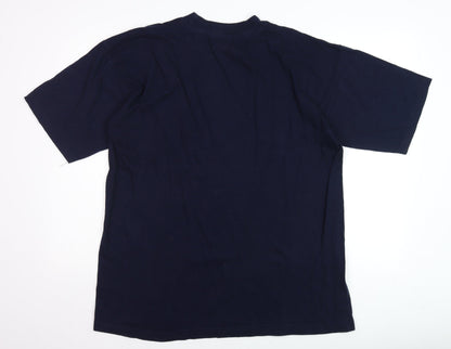USED CO Heavies Men's Navy Crew Neck Cotton T-Shirt L