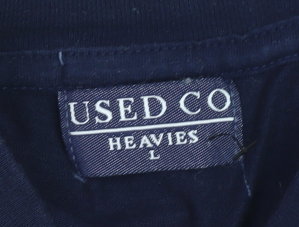 USED CO Heavies Men's Navy Crew Neck Cotton T-Shirt L