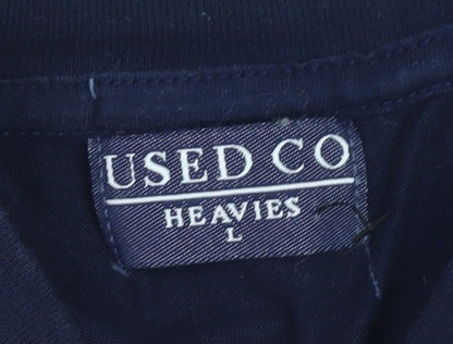 USED CO Heavies Men's Navy Crew Neck Cotton T-Shirt L