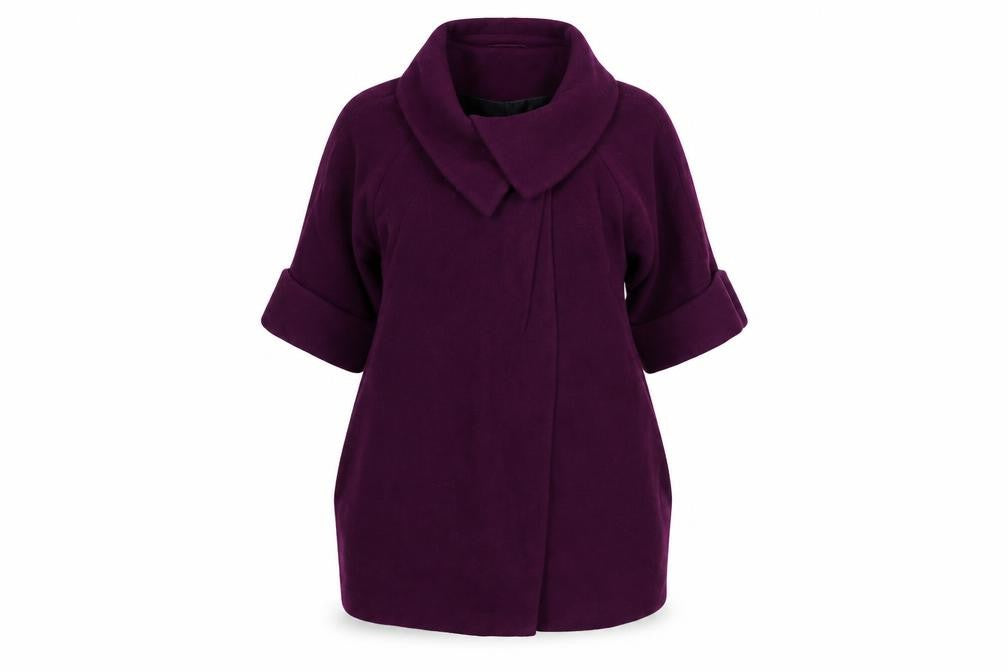 Marks & Spencer Per Una Women’s Purple Wool Blend Mid-Length Coat Size 14
