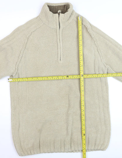 Wolsey Men's Beige 1/2 Zip High Neck Knit Jumper Size M