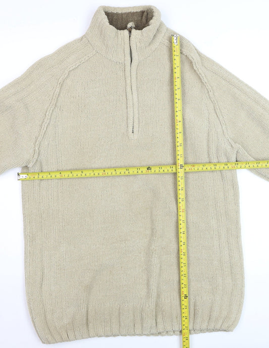 Wolsey Men's Beige 1/2 Zip High Neck Knit Jumper Size M