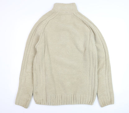 Wolsey Men's Beige 1/2 Zip High Neck Knit Jumper Size M