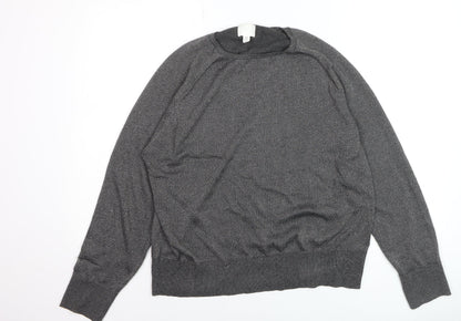 H&M Womens Grey Metallic Knit Pullover Jumper Size 14