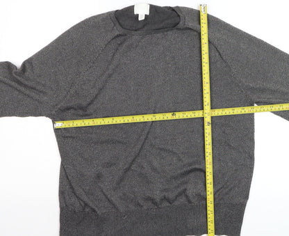 H&M Womens Grey Metallic Knit Pullover Jumper Size 14