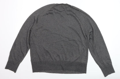 H&M Womens Grey Metallic Knit Pullover Jumper Size 14