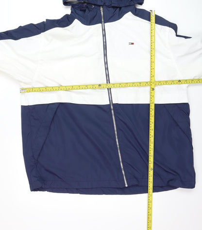 Mens UK Size L Tommy Hilfiger Blue Windbreaker Coat