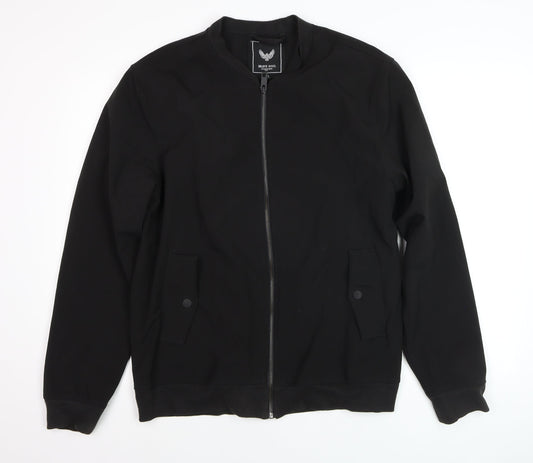 Brave Soul Men's Black XL Bomber Jacket Lightweight Softshell Zip-Up