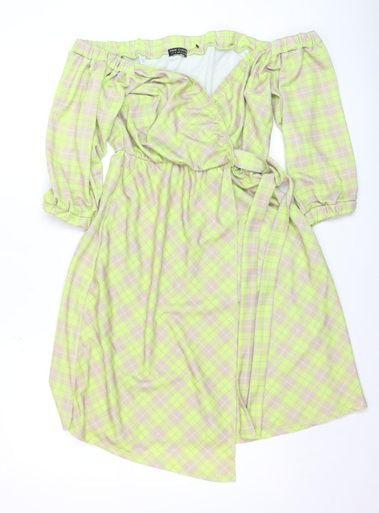 Pink Clove Women’s Multicoloured Off Shoulder Wrap Dress Size 16