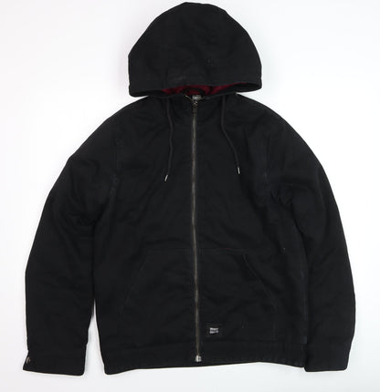 TWO MRK Men’s Black Hooded Full Zip Cotton Blend Casual Jacket Size S