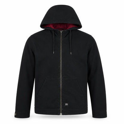 TWO MRK Men’s Black Hooded Full Zip Cotton Blend Casual Jacket Size S