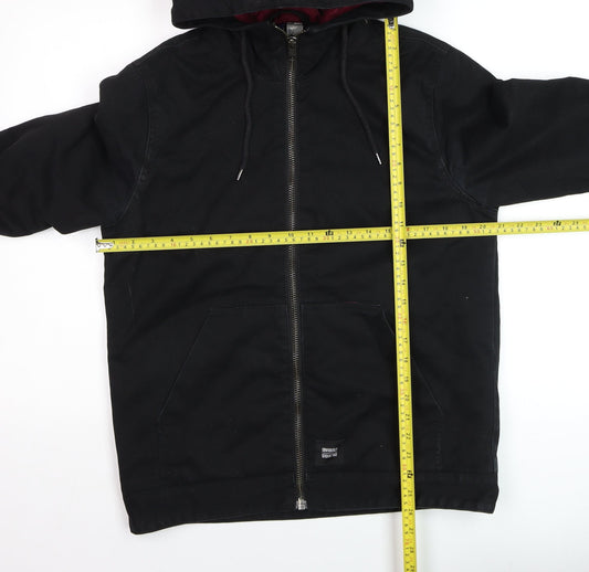 TWO MRK Men’s Black Hooded Full Zip Cotton Blend Casual Jacket Size S