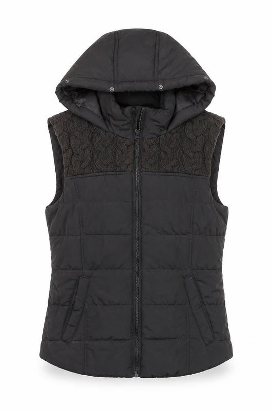 Aéropostale Women's Black Hooded Puffer Waistcoat Size M