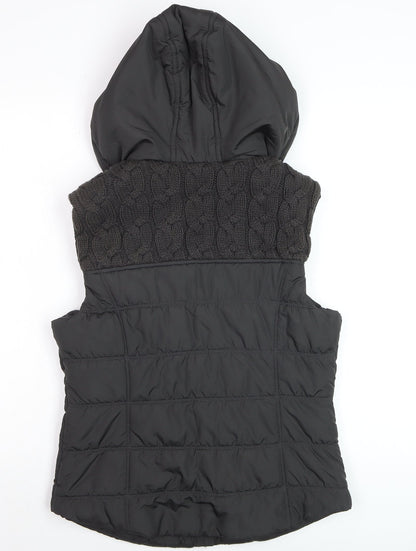 Aéropostale Women's Black Hooded Puffer Waistcoat Size M