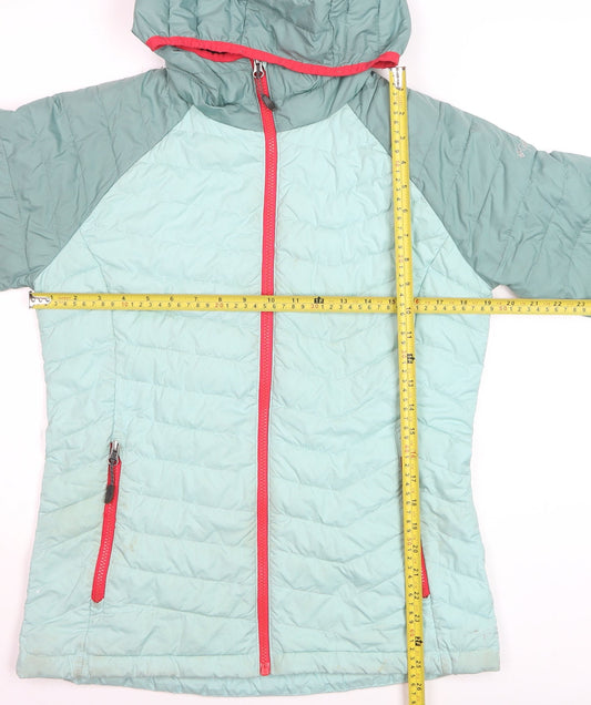 Columbia Womens Green Hooded Puffer Jacket M Winter Outdoor Zip Coat
