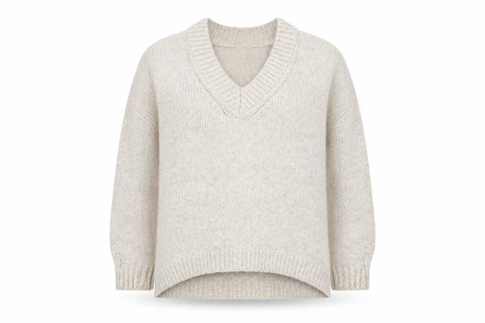 Front view of ASOS DESIGN Women's Beige Chunky-Knit V-Neck jumper, size S