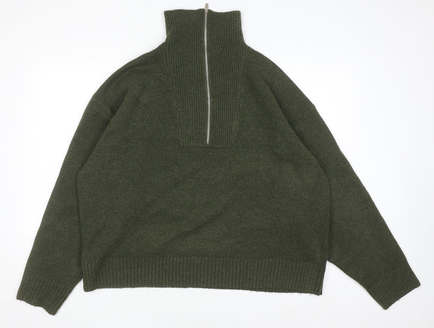 Womens UK Size L COLLUSION Green Full Zip Jumper