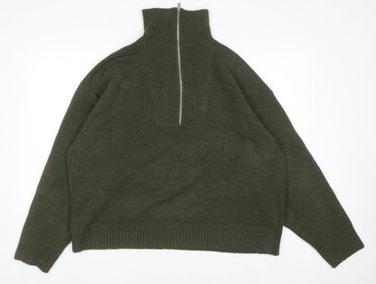 Womens UK Size L COLLUSION Green Full Zip Jumper