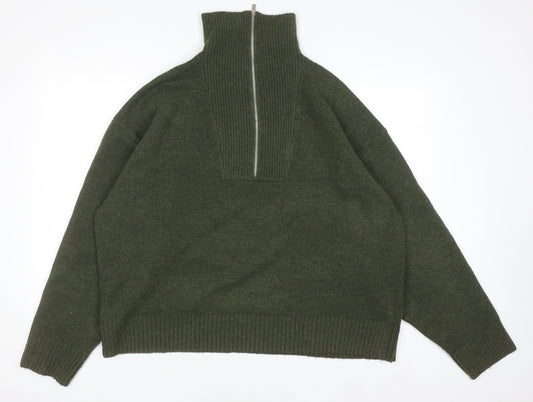 Womens UK Size L COLLUSION Green Full Zip Jumper