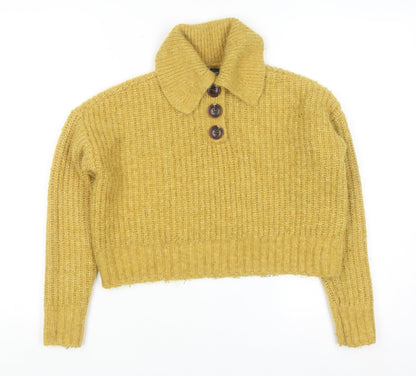 Womens UK Size S VERO MODA Yellow Henley Jumper