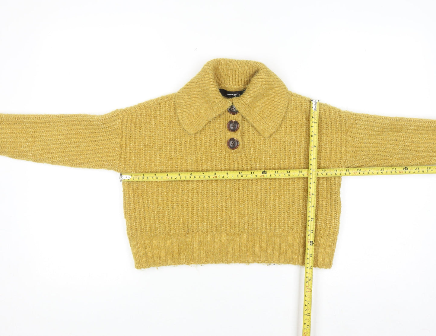 Womens UK Size S VERO MODA Yellow Henley Jumper