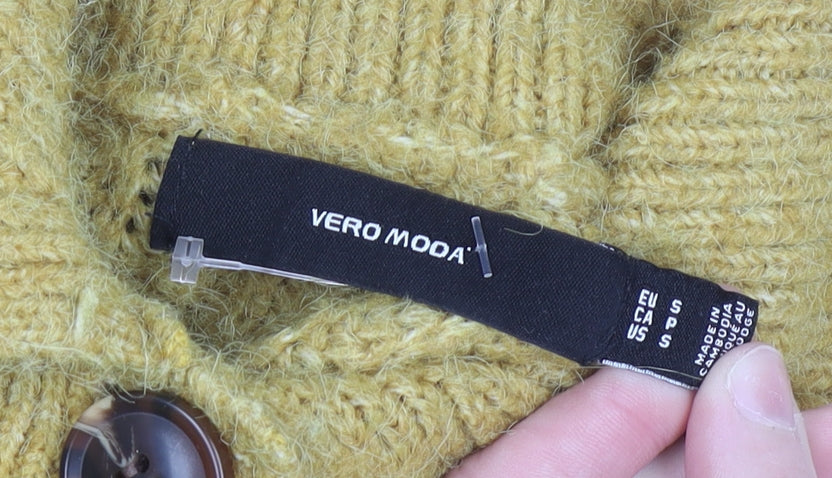 Womens UK Size S VERO MODA Yellow Henley Jumper