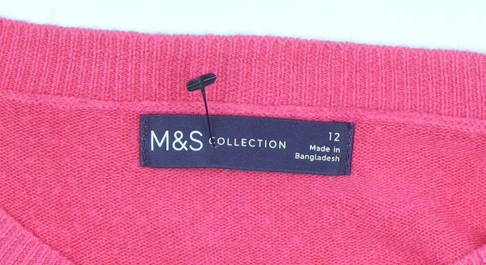 Womens UK Size 12 Marks and Spencer Pink Pullover Jumper