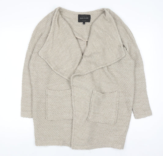 Womens UK Size 10 River Island Beige Cardigan Jumper