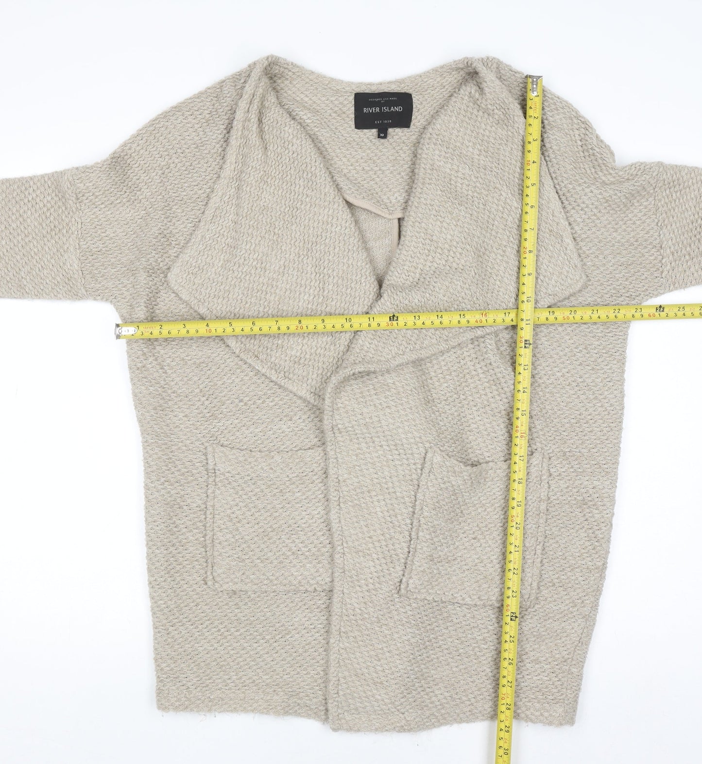 Womens UK Size 10 River Island Beige Cardigan Jumper