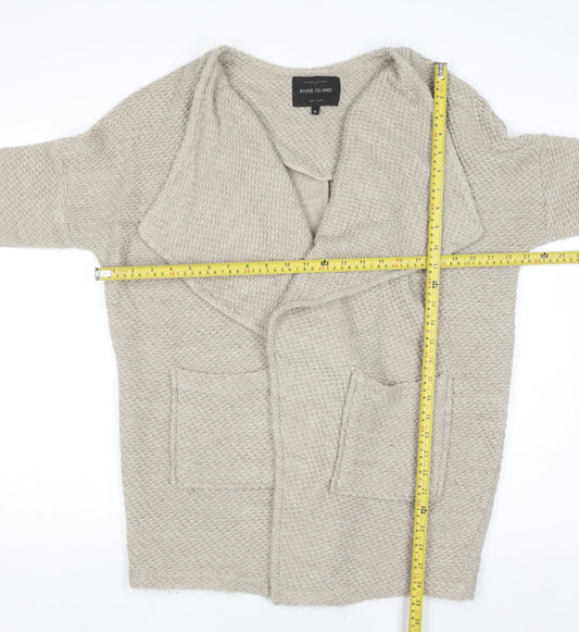 Womens UK Size 10 River Island Beige Cardigan Jumper