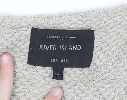 Womens UK Size 10 River Island Beige Cardigan Jumper