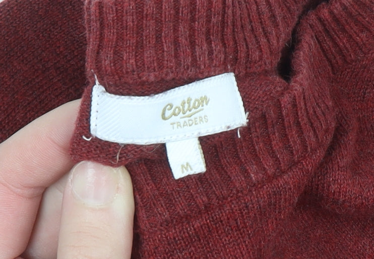Mens UK Size M Cotton Traders Red Pullover Jumper