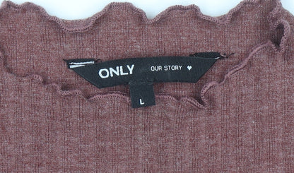 Womens UK Size L Only Brown Basic T-Shirt