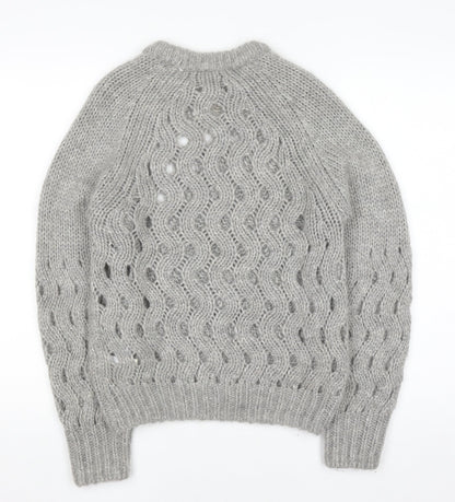 & Other Stories Womens Grey XS Open-Knit Alpaca Blend Jumper