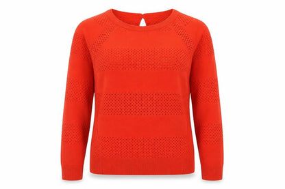 Karen Millen Womens Orange Knit Long Sleeve Crew Neck Blouse Size S