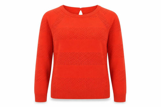 Karen Millen Womens Orange Knit Long Sleeve Crew Neck Blouse Size S