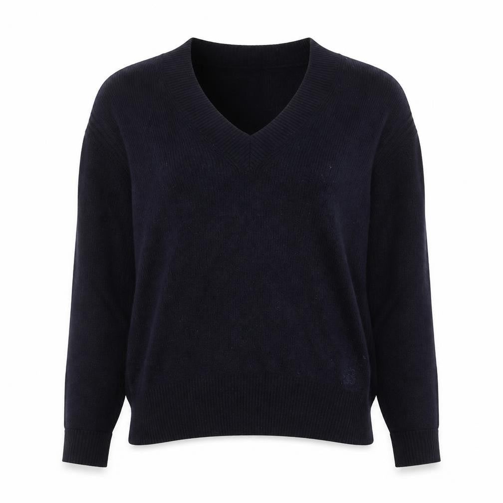 Ted Baker Womens Navy V-Neck Wool Blend Jumper Size 10 Classic Fit