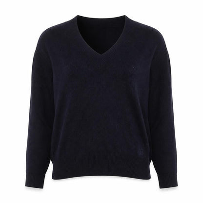 Ted Baker Womens Navy V-Neck Wool Blend Jumper Size 10 Classic Fit