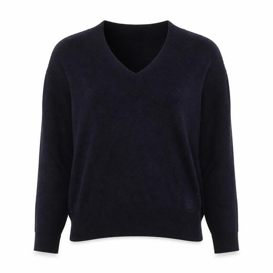 Ted Baker Womens Navy V-Neck Wool Blend Jumper Size 10 Classic Fit