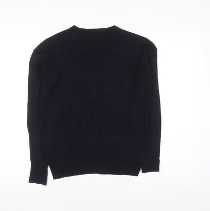 Ted Baker Womens Navy V-Neck Wool Blend Jumper Size 10 Classic Fit