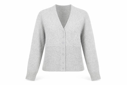 Primark Women's Grey V-Neck Button Cardigan Small